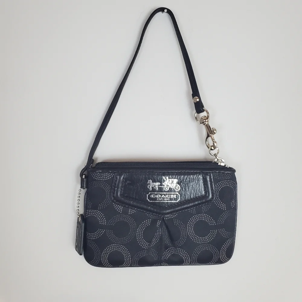 COACH Black Signature Wristlet Pouch